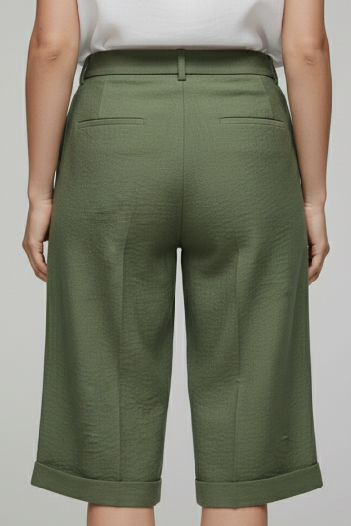 Women's High Waist Tailored Shorts Cuffed