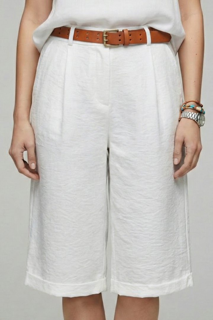 Women's High Waist Tailored Shorts Cuffed