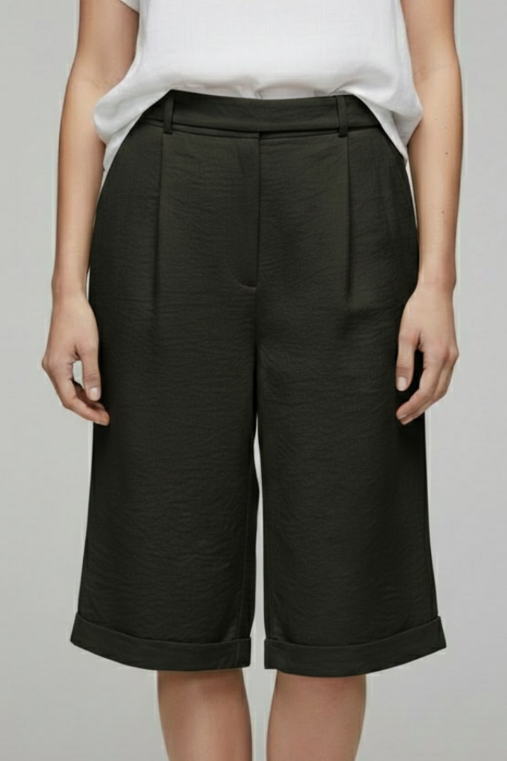 Women's High Waist Tailored Shorts Cuffed