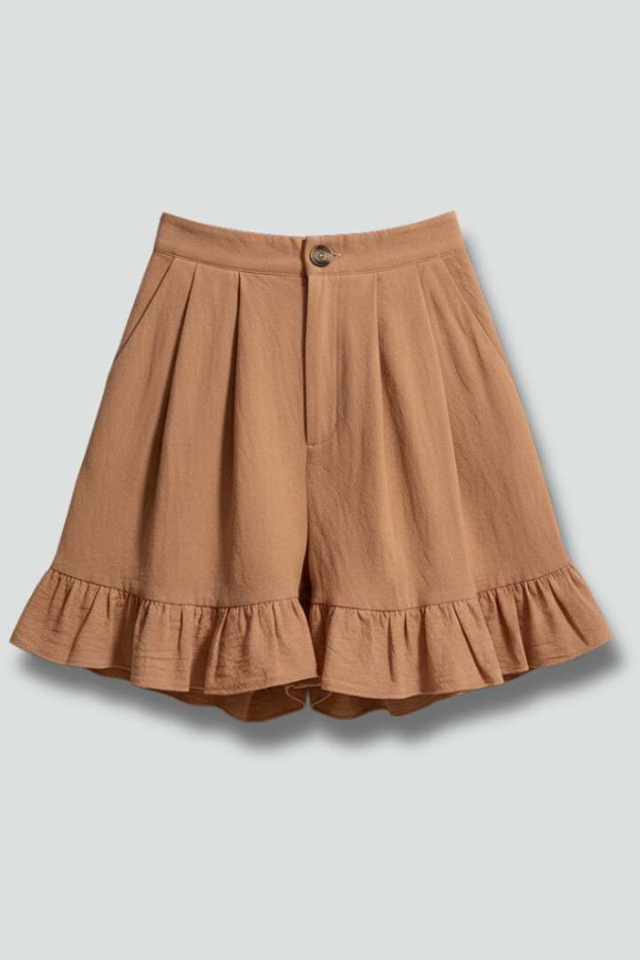 Women's High Waist Shorts Ruffle Hem