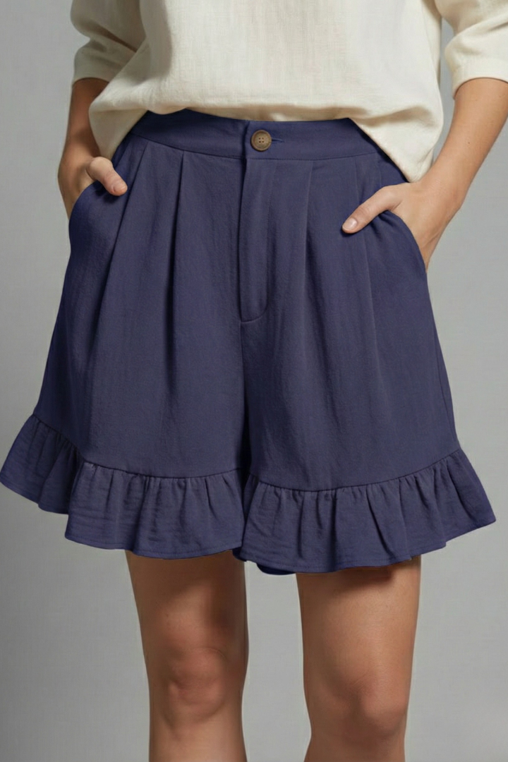 Women's High Waist Shorts Ruffle Hem