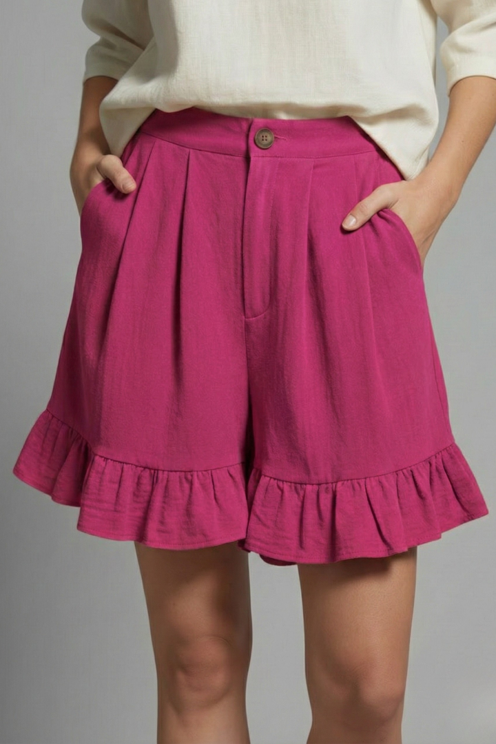 Women's High Waist Shorts Ruffle Hem