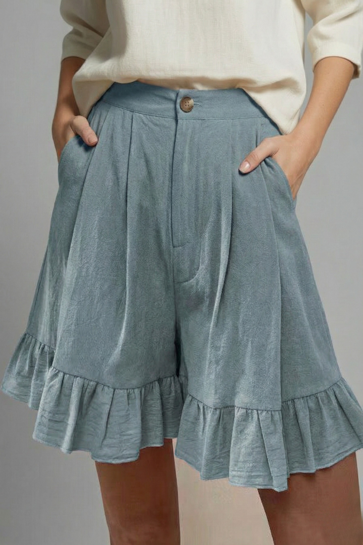 Women's High Waist Shorts Ruffle Hem