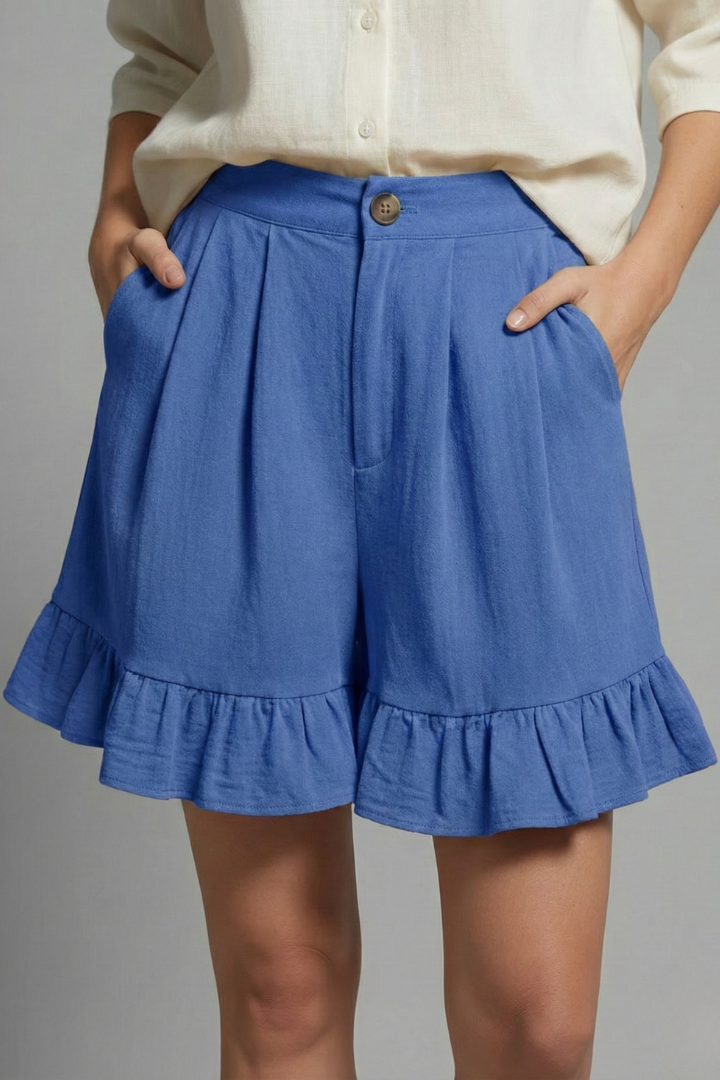 Women's High Waist Shorts Ruffle Hem