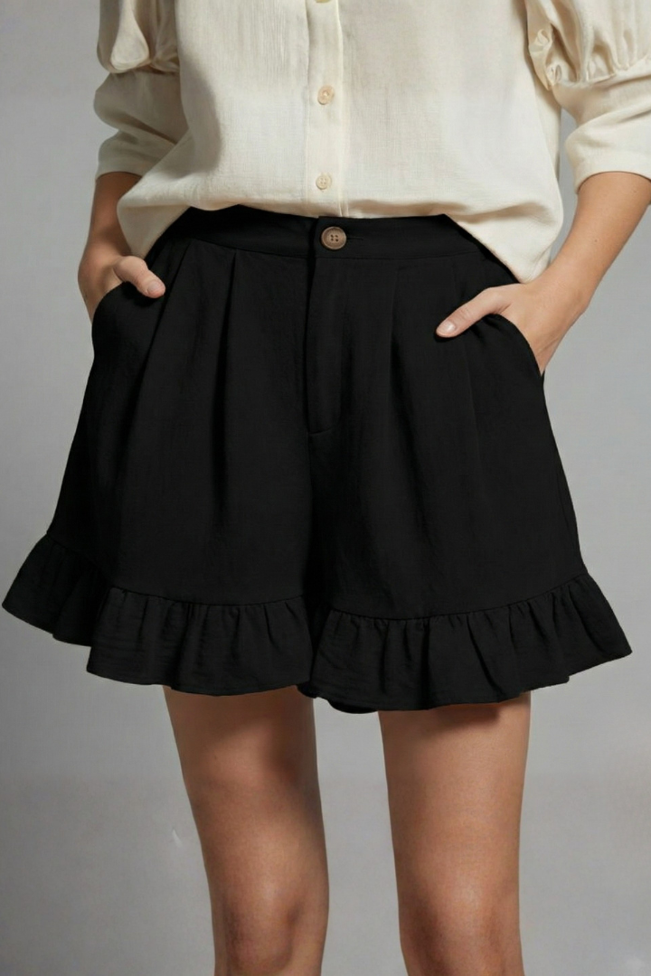 Women's High Waist Shorts Ruffle Hem