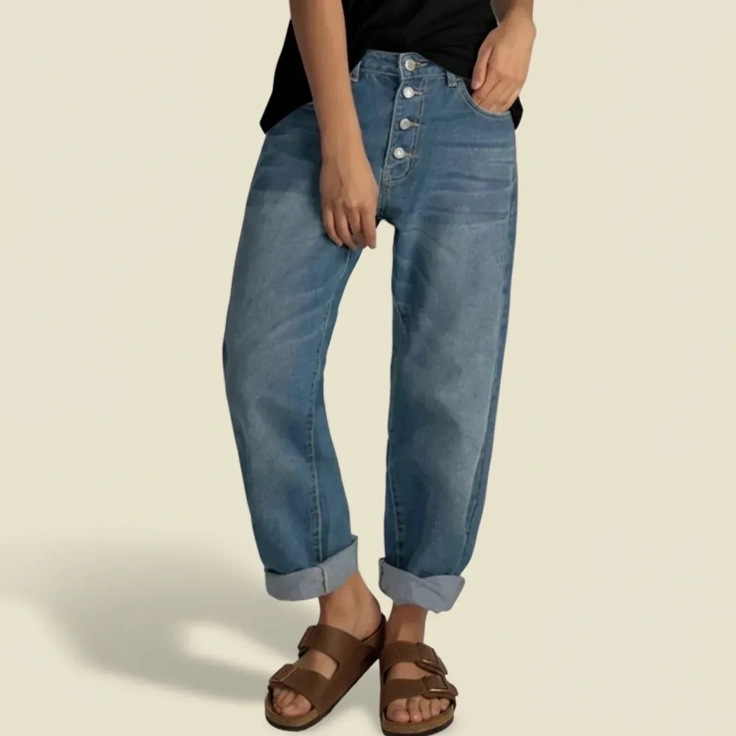 Women's High Waist Straight Leg Jeans