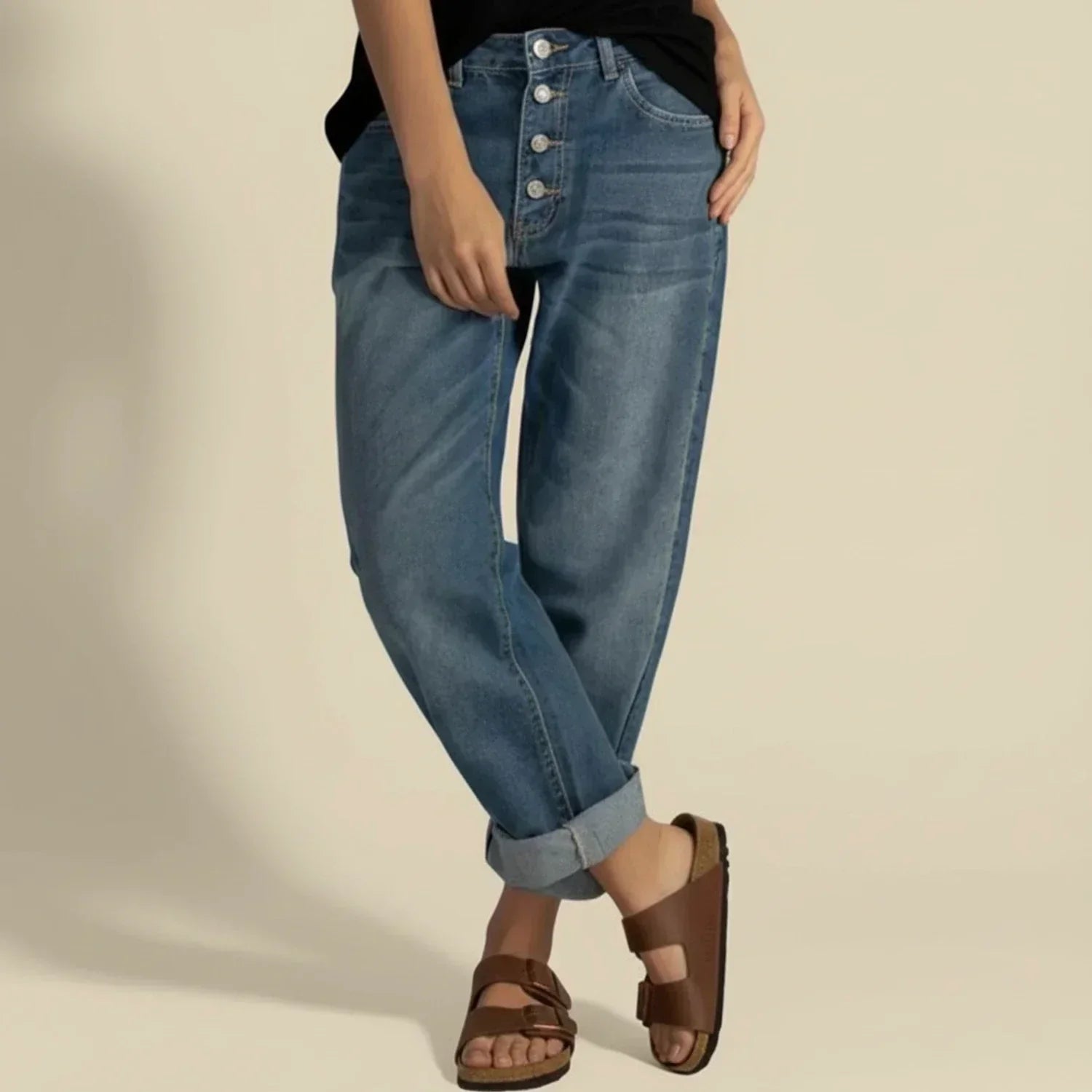 Women's High Waist Straight Leg Jeans