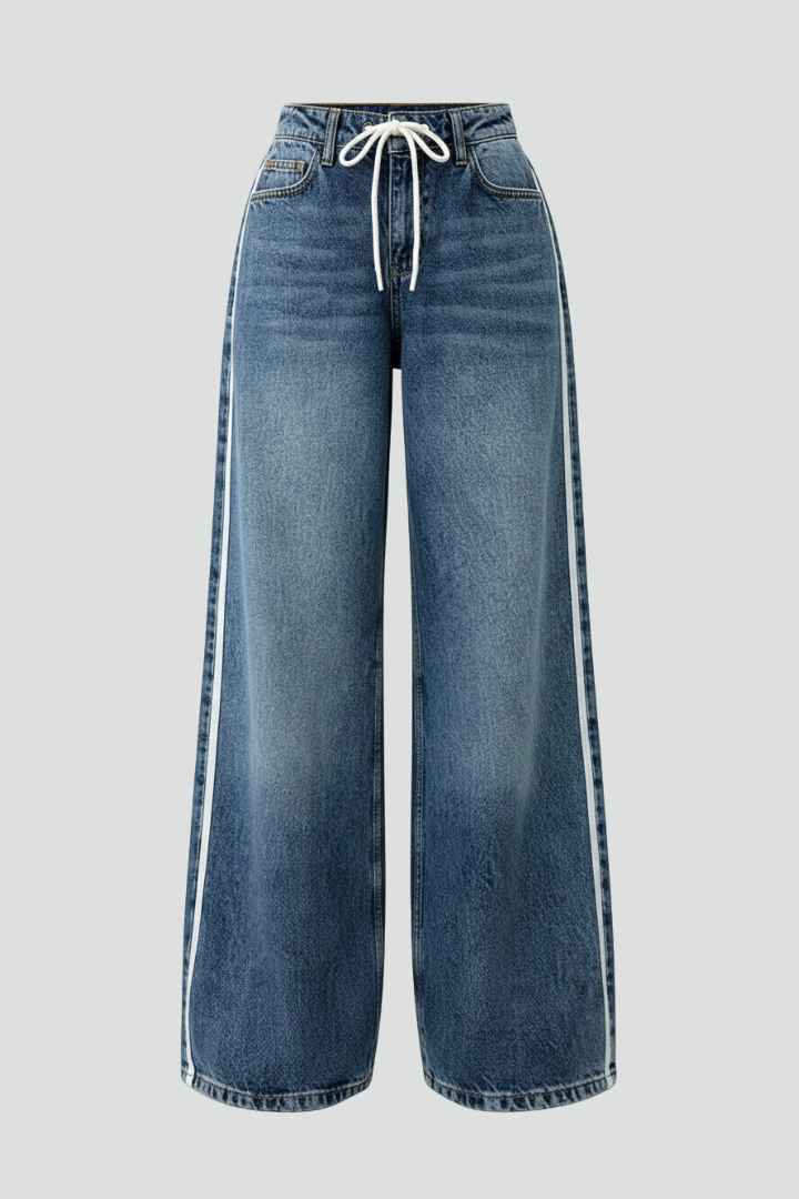 Women's Drawstring Wide Leg Jeans