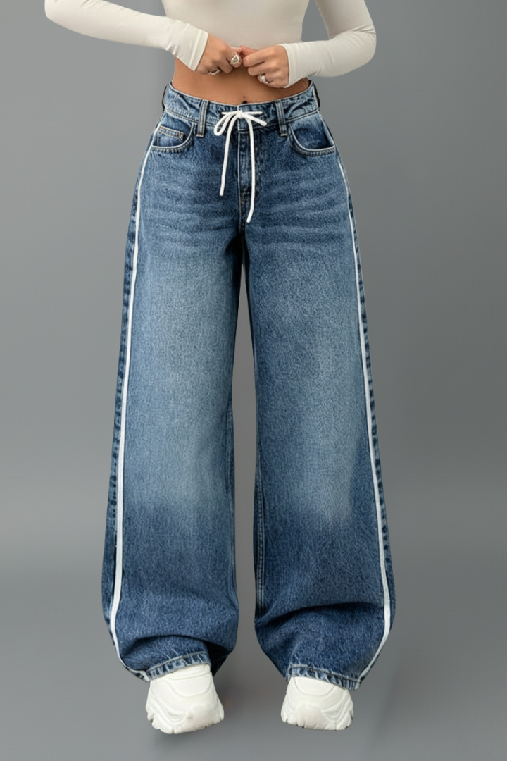 Women's Drawstring Wide Leg Jeans
