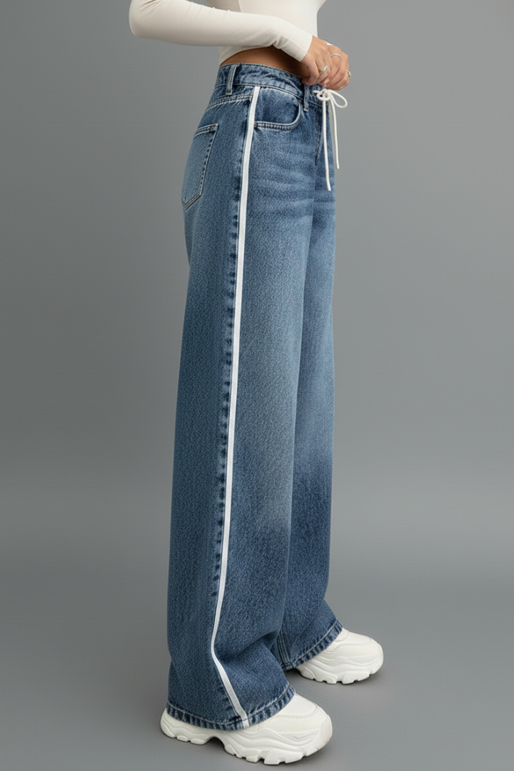 Women's Drawstring Wide Leg Jeans