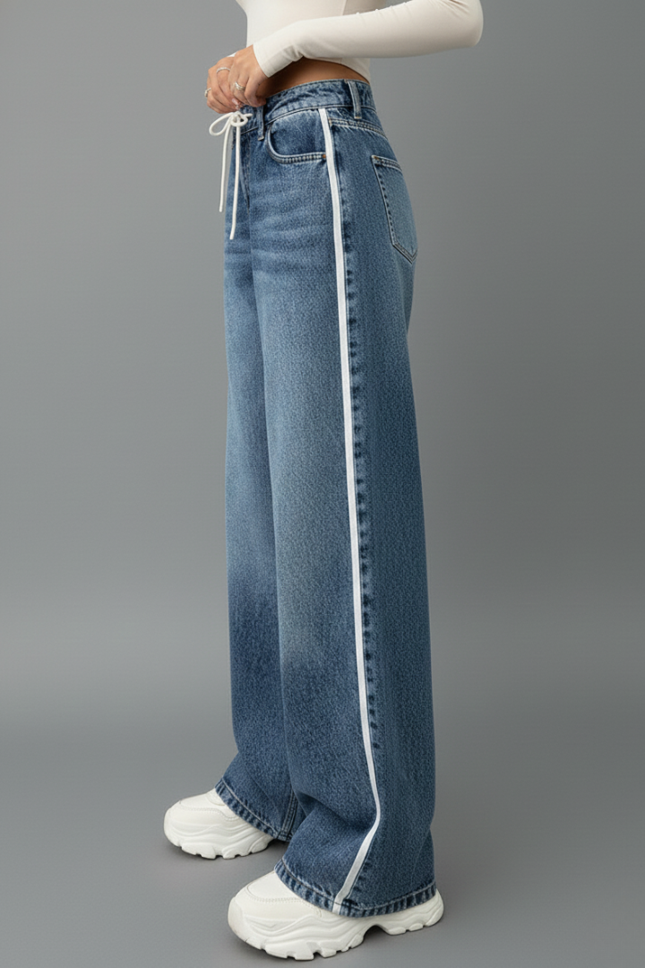 Women's Drawstring Wide Leg Jeans
