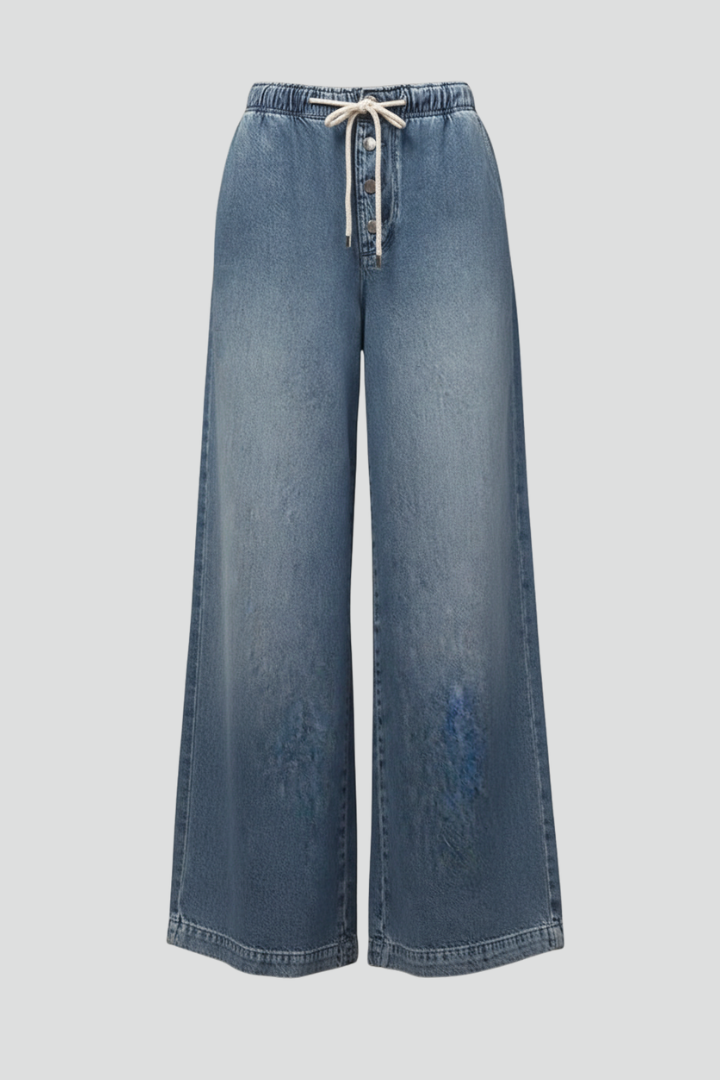 Women's Relaxed Drawstring Wide Leg Jeans