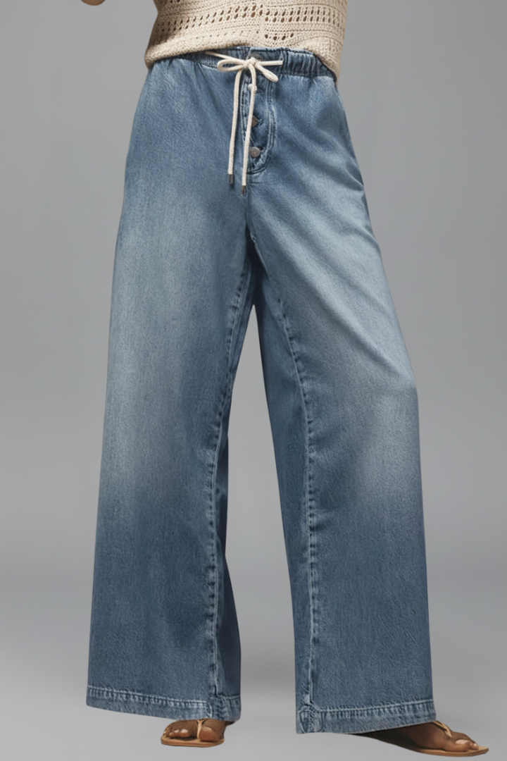 Women's Relaxed Drawstring Wide Leg Jeans
