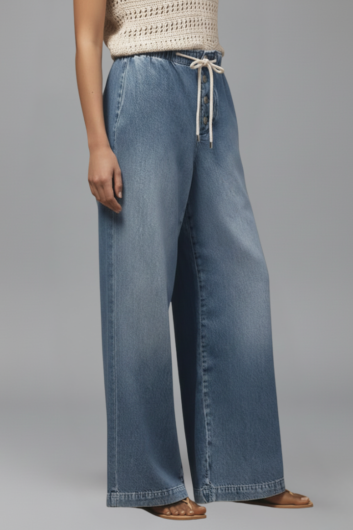 Women's Relaxed Drawstring Wide Leg Jeans