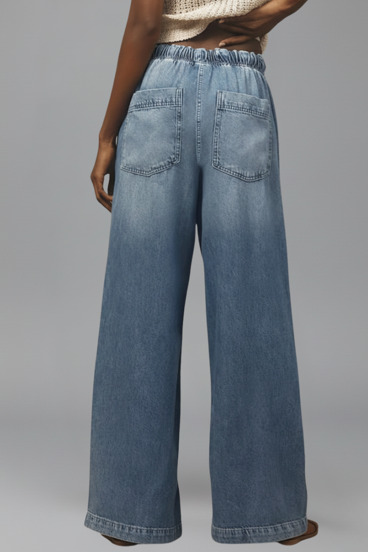 Women's Relaxed Drawstring Wide Leg Jeans
