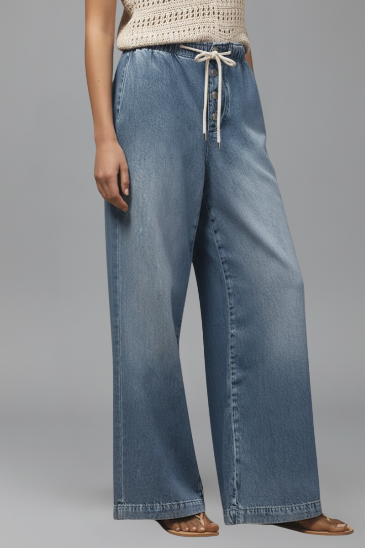 Women's Relaxed Drawstring Wide Leg Jeans