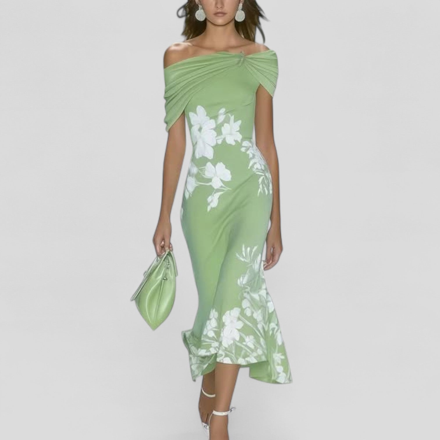Women's Floral Off-Shoulder Midi Dress