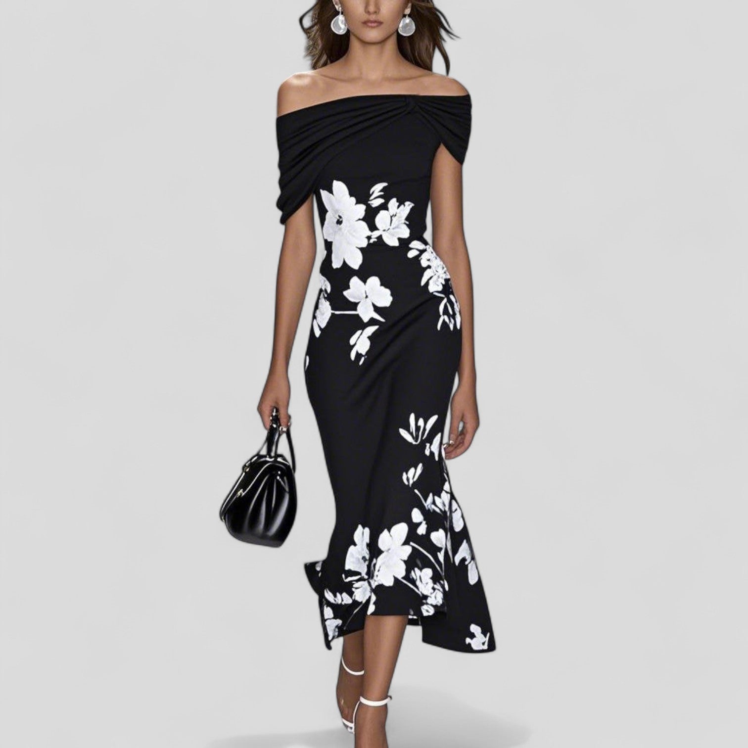 Women's Floral Off-Shoulder Midi Dress