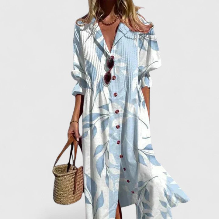 Women's Floral Button-Front Midi Dress