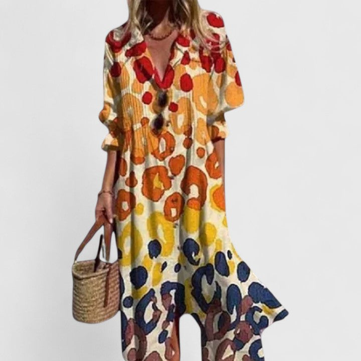 Women's Floral Button-Front Midi Dress
