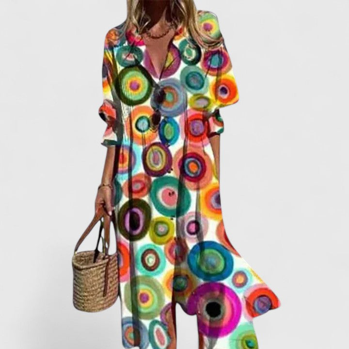 Women's Floral Button-Front Midi Dress