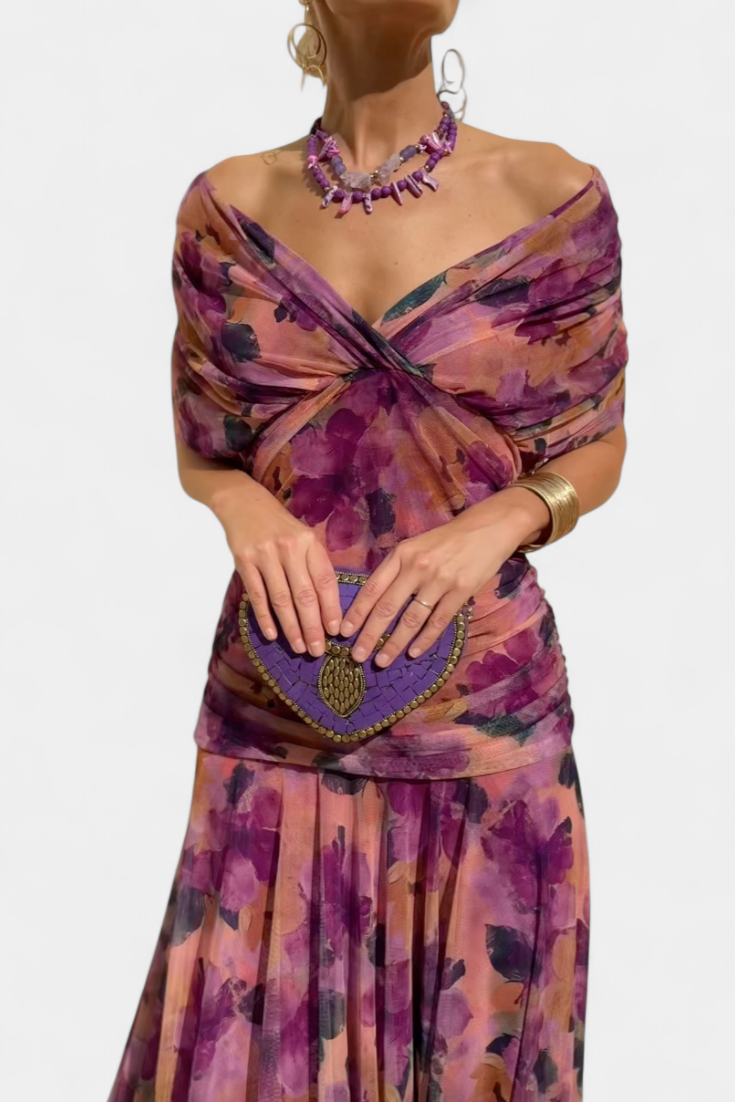 Women's Off-Shoulder Ruched Maxi Dress