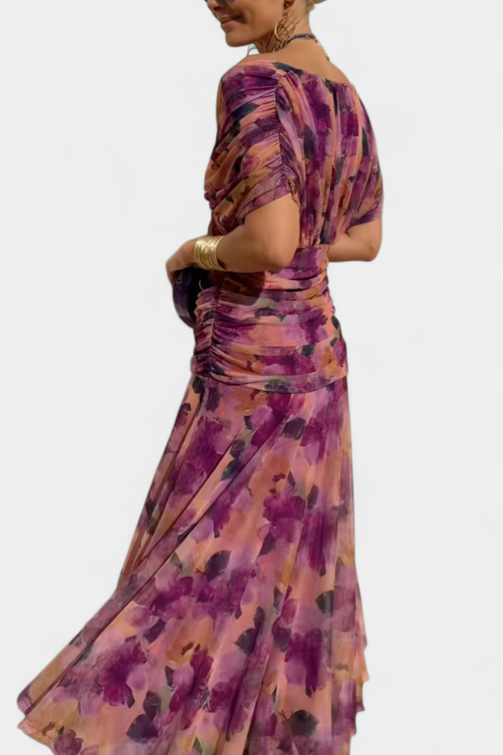 Women's Off-Shoulder Ruched Maxi Dress