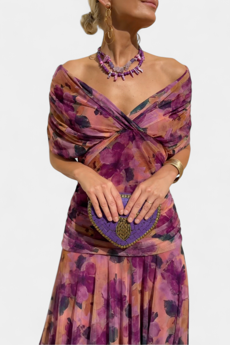 Women's Off-Shoulder Ruched Maxi Dress