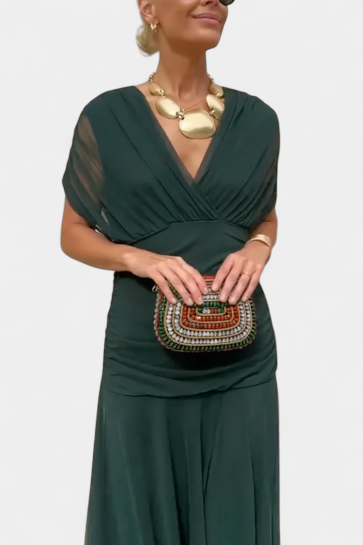 Women's Off-Shoulder Ruched Maxi Dress