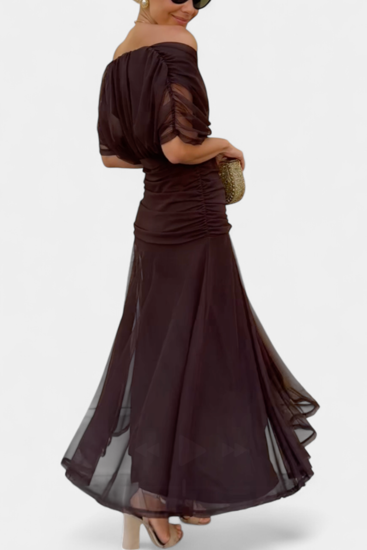 Women's Off-Shoulder Ruched Maxi Dress