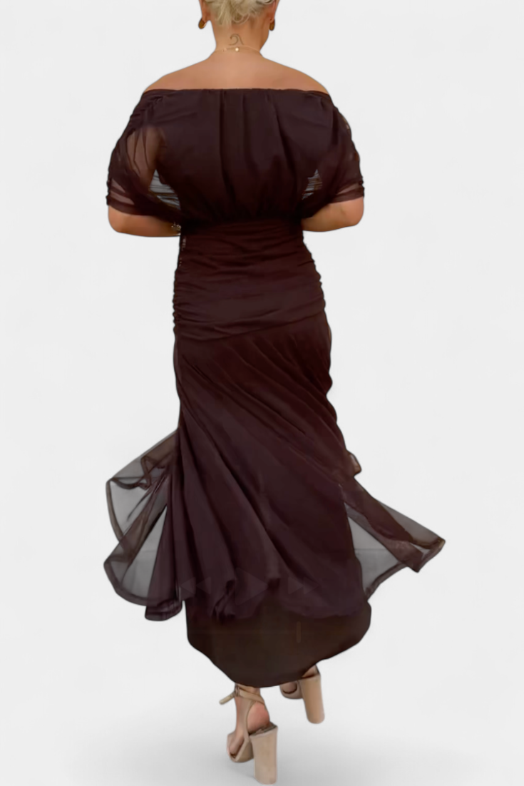 Women's Off-Shoulder Ruched Maxi Dress