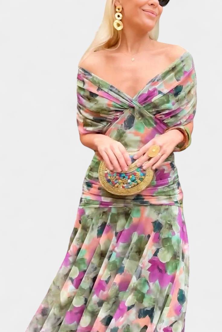 Women's Off-Shoulder Ruched Maxi Dress