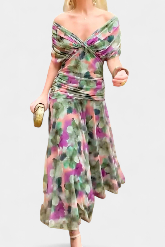 Women's Off-Shoulder Ruched Maxi Dress