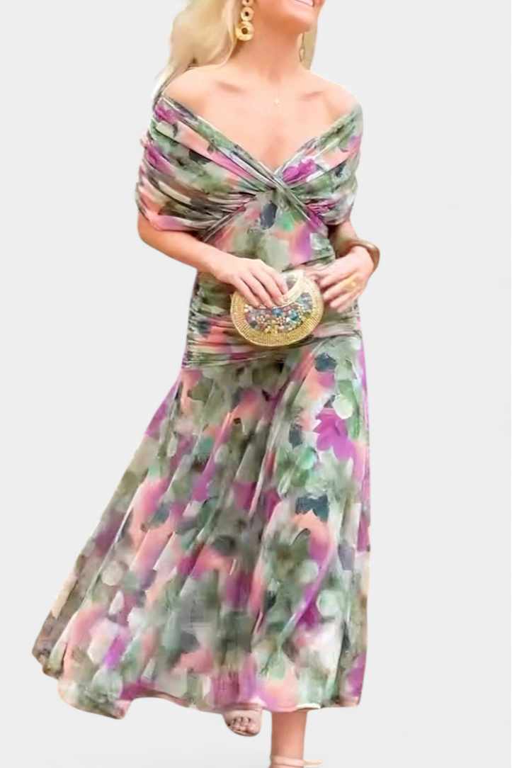 Women's Off-Shoulder Ruched Maxi Dress