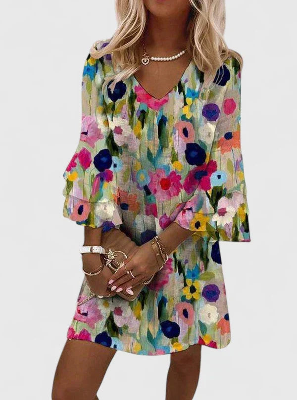 Women's Floral V-Neck Mini Dress