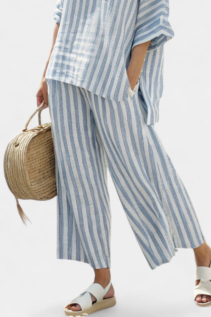 Women's Striped Two Piece Pants Set