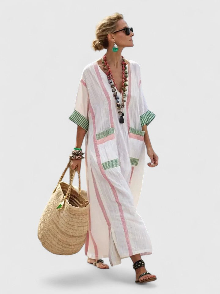 Women's V-Neck Loose Maxi Dress