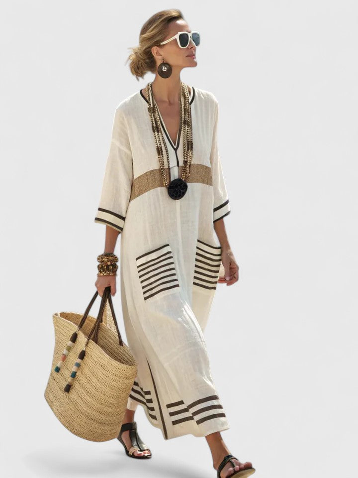 Women's V-Neck Loose Maxi Dress
