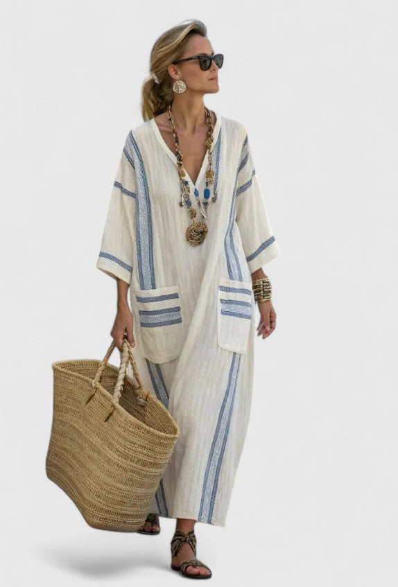 Women's V-Neck Loose Maxi Dress