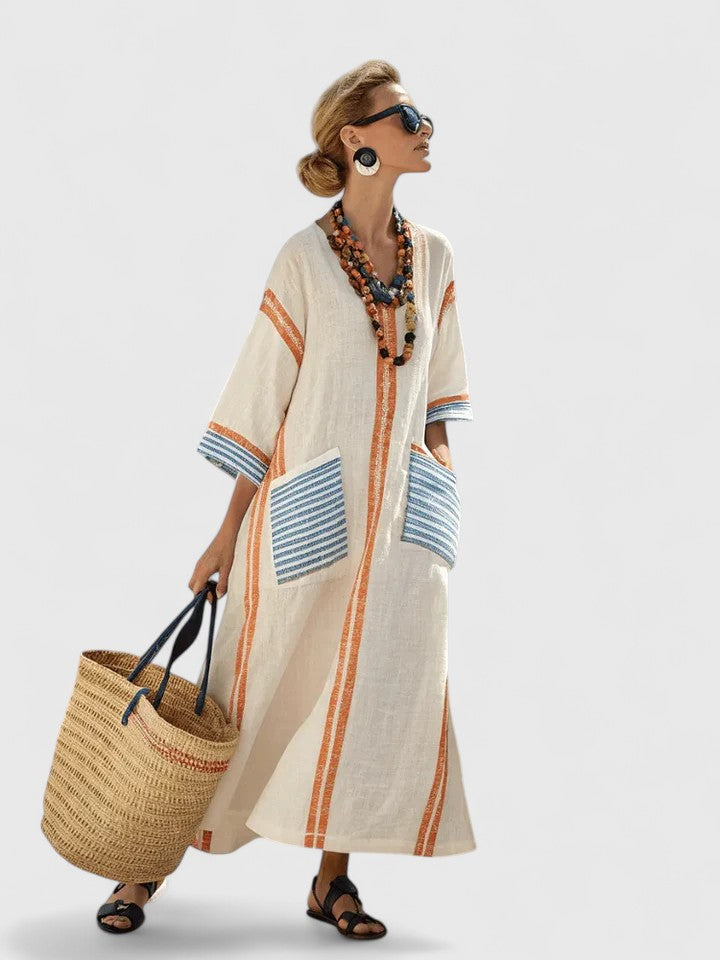 Women's V-Neck Loose Maxi Dress