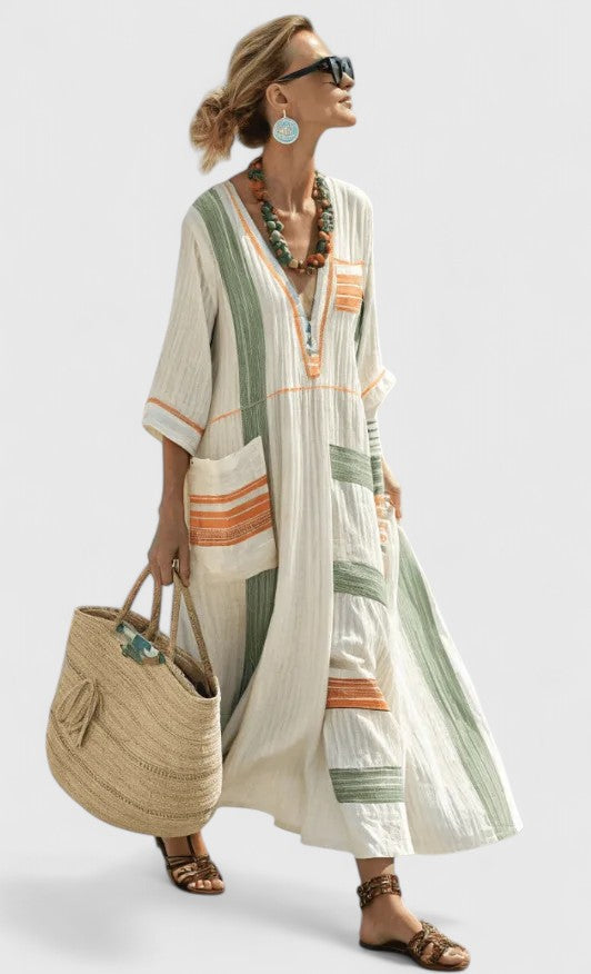 Women's V-Neck Loose Maxi Dress