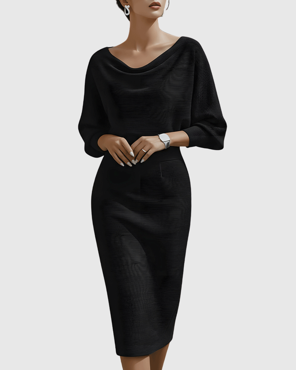 Women's Draped Knit Midi Dress