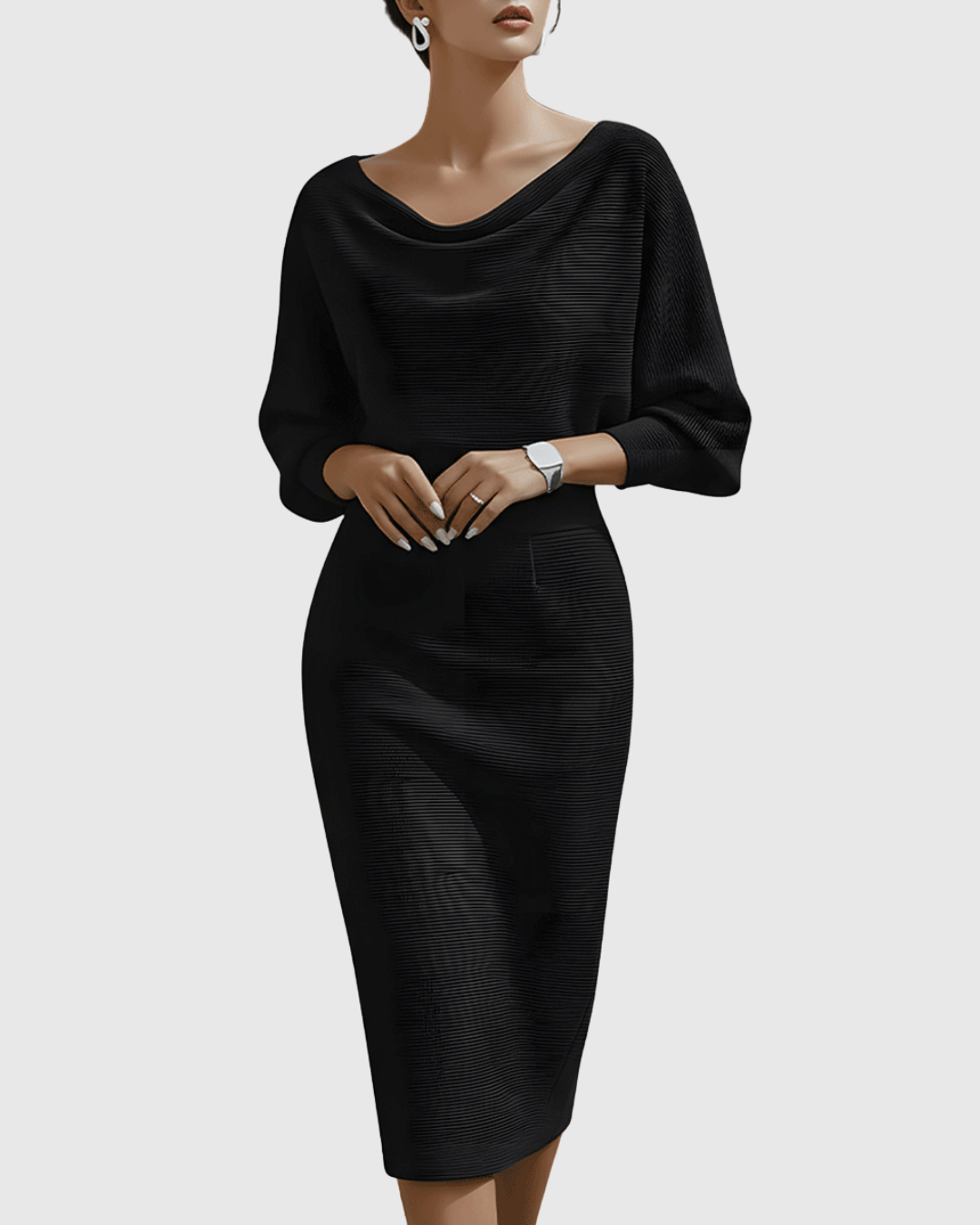 Women's Draped Knit Midi Dress