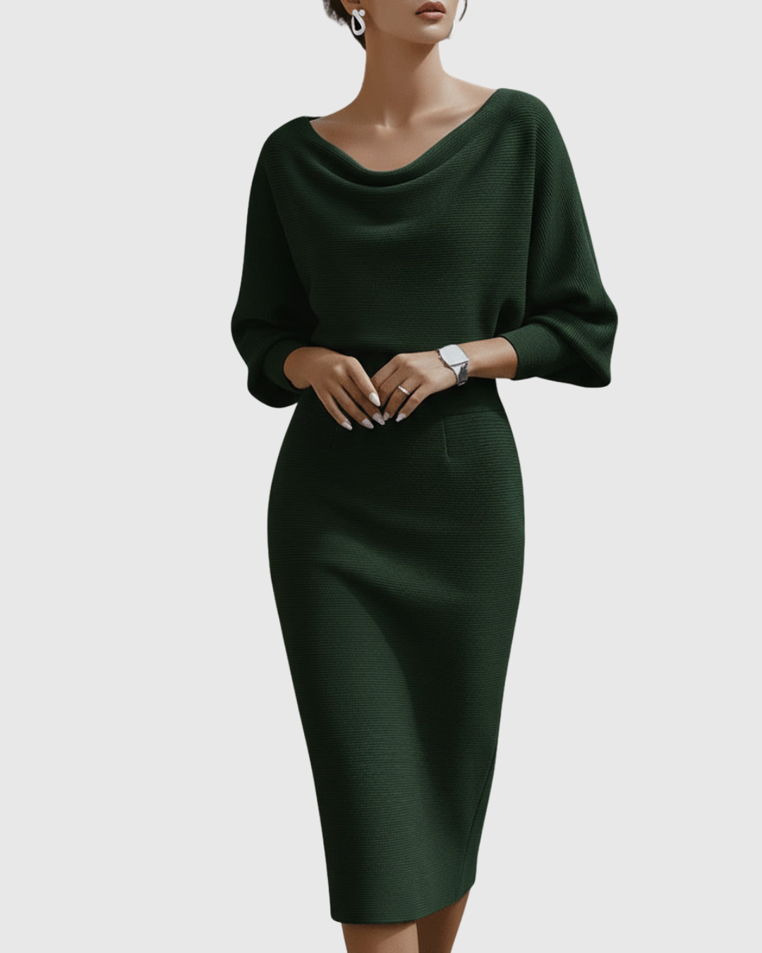 Women's Draped Knit Midi Dress