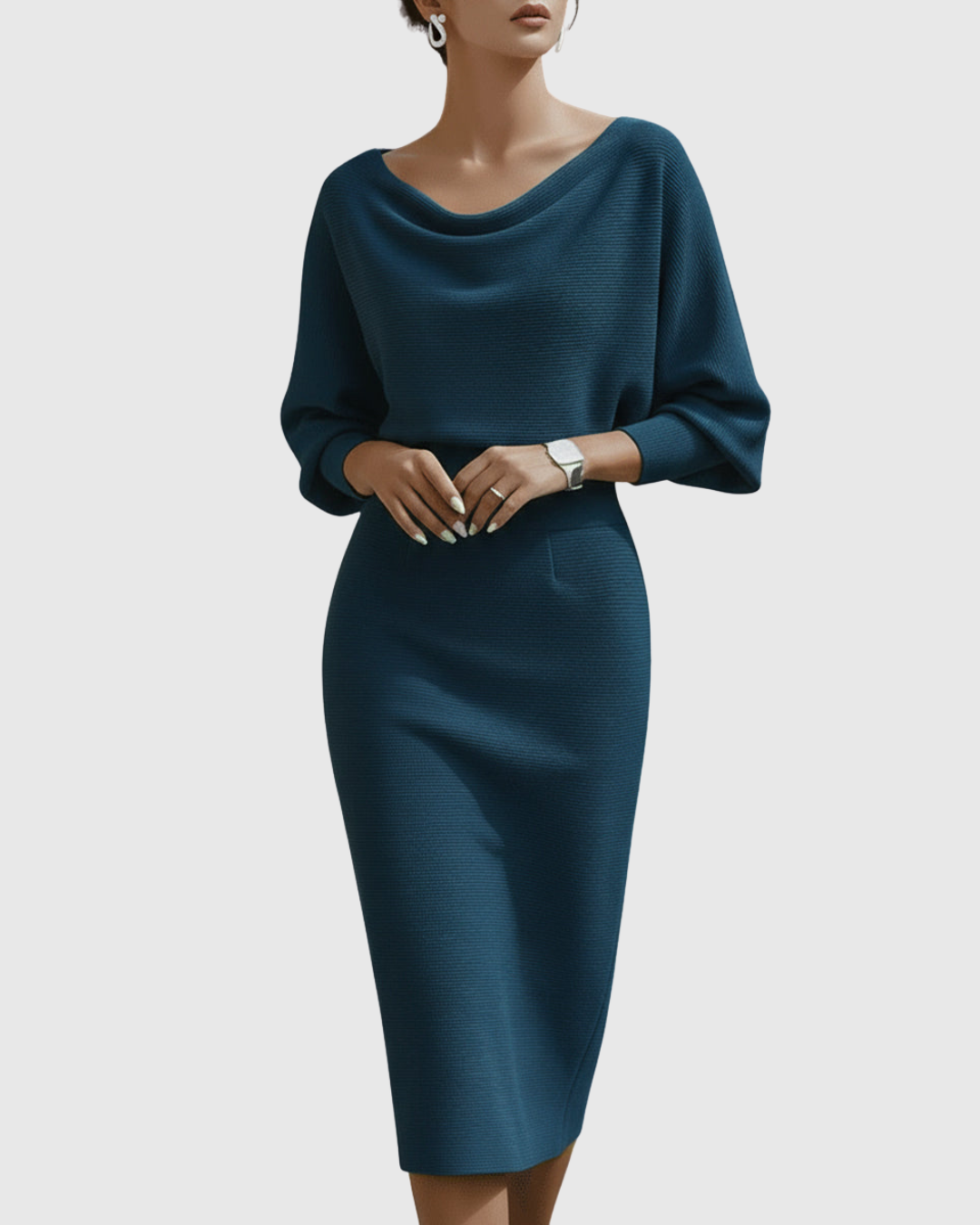 Women's Draped Knit Midi Dress
