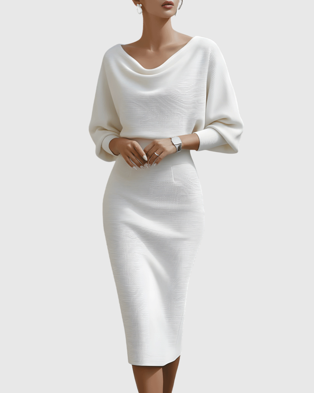 Women's Draped Knit Midi Dress