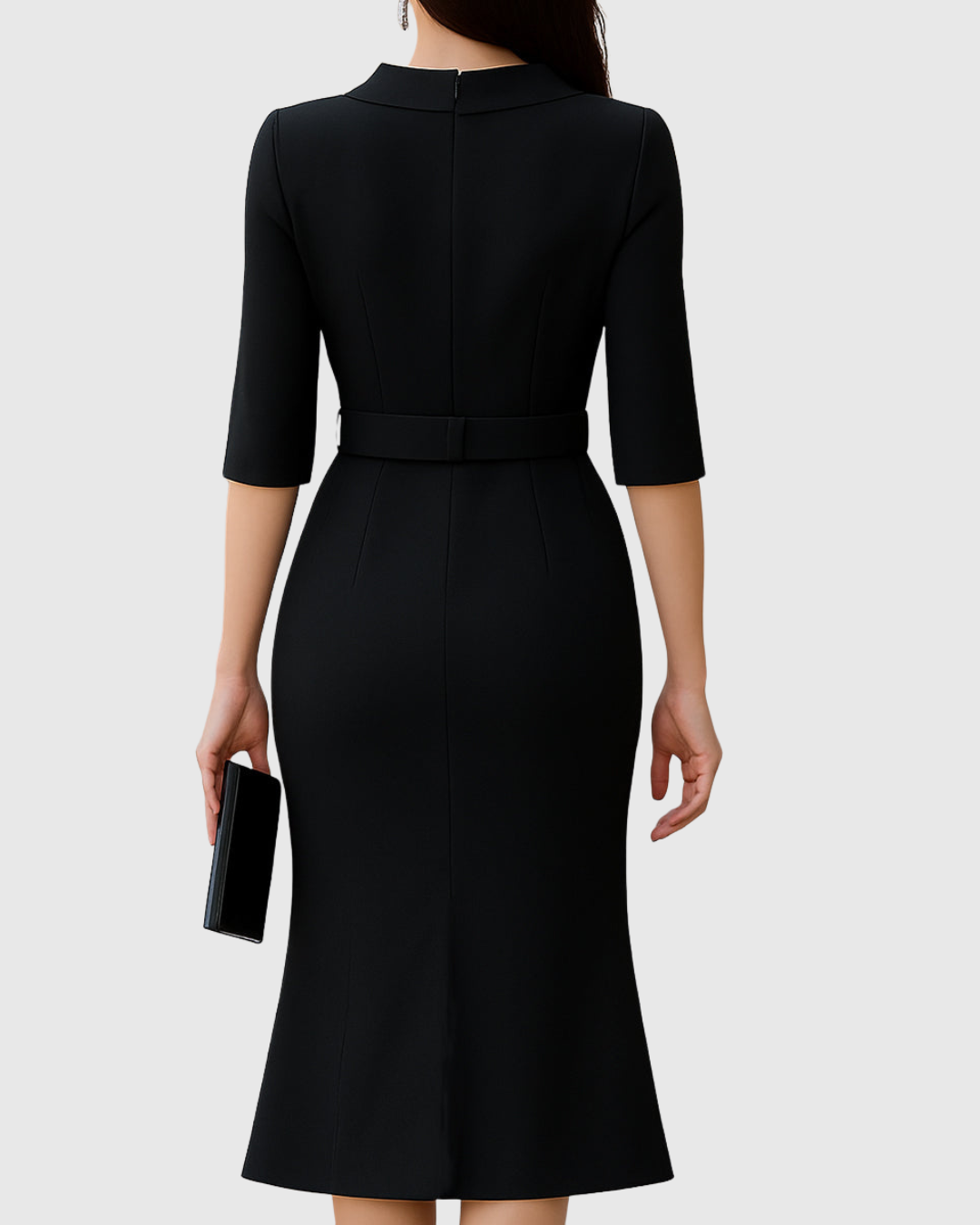 Women's Belted Work Midi Dress