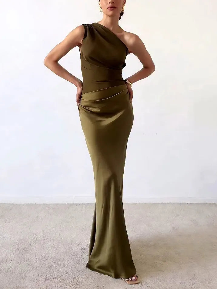 Women's One-Shoulder Cocktail Maxi Dress