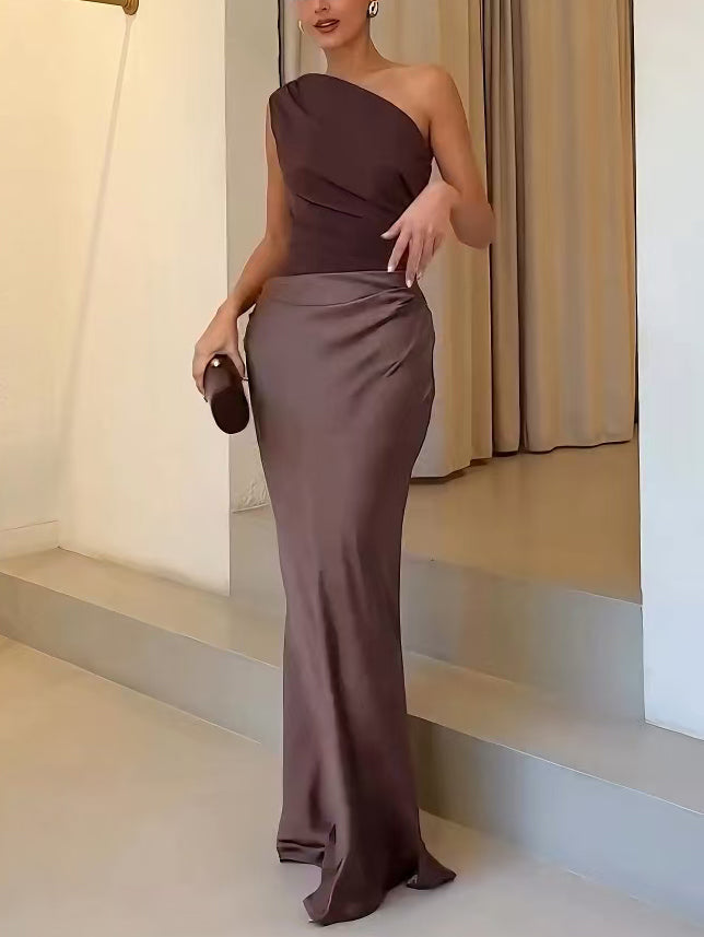 Women's One-Shoulder Cocktail Maxi Dress
