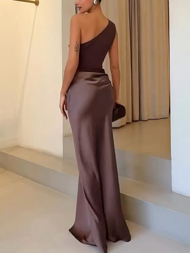 Women's One-Shoulder Cocktail Maxi Dress